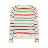 Anna Striped Crew Neck Cardigan - Light Oat