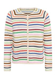 Anna Striped Crew Neck Cardigan - Light Oat