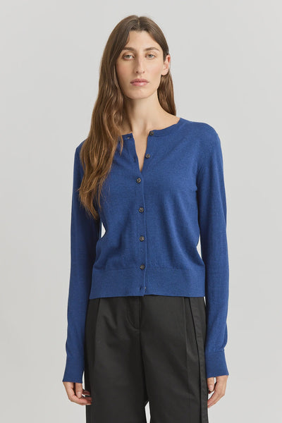 Fine Crew Cardigan - Marine