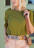 Blue Skies Floral Embroidered Wool Belt