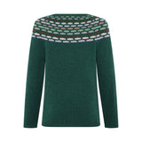 Brigitte Lambswool Yoke Crew - Emerald