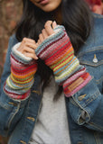 Seville Striped Fingerless Fleece Gloves