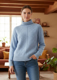 Camille Lambswood Cable Rollneck - Denim