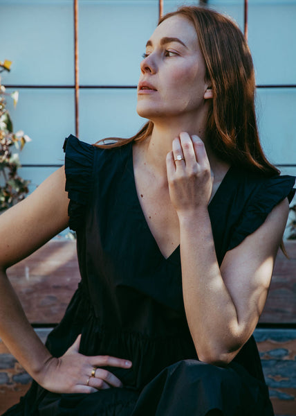 Cotton Mini Sundress - Black