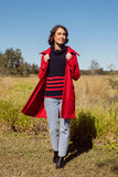Boiled Wool Rib Collar Pocket Detail Coat - Red