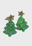 Green & Gold Resin Christmas Tree Earrings