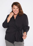 Cotton Sash Tie Shirt - Black