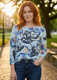 Diane 3/4 Cotton Tee - Sky