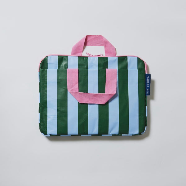 Laptop Case - Green Blue Stripe