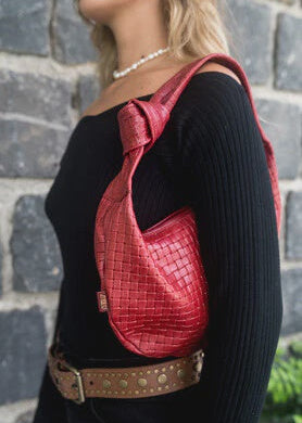 Ember Embossed Leather Bag - Shiraz