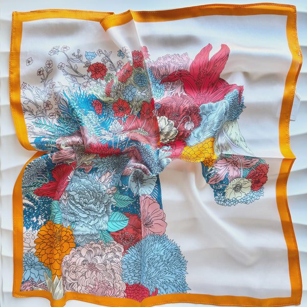Floral Horse Silk Neck Scarf