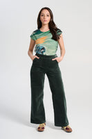 Peggy Paris Cropped Velvet Pants - Forest Green