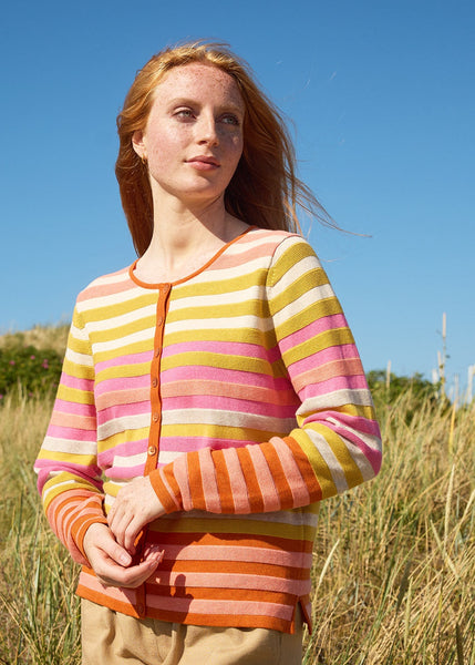 Frail Garter Stripe Cardigan - Spice