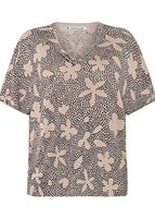 Gina Hemp Floral Dot Top - Sand