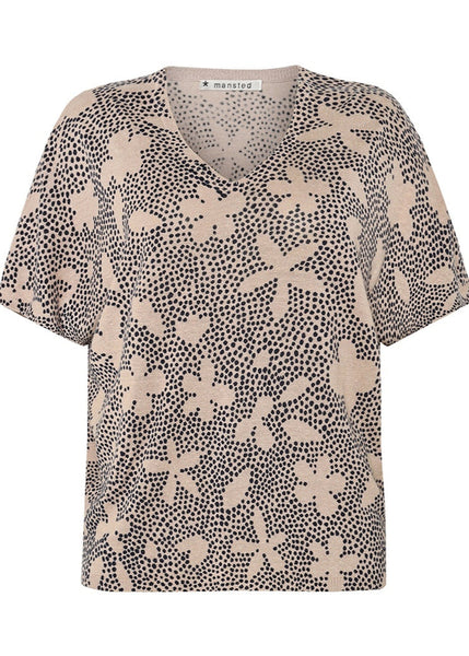 Gina Hemp Floral Dot Top - Sand