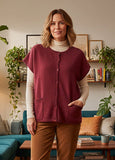 Haiku Yak Blend Button Front Vest - Ruby