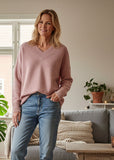 Hannah Yak Blend Oversized Vee - Rose