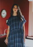 Juliette Blue Check Button Up Linen Dress
