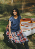 Mirella Indigo Linen Cap Sleeve Top