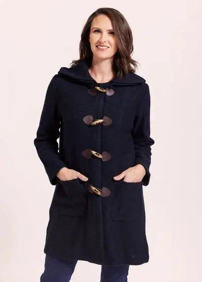 Boiled Wool Duffle Coat - Navy