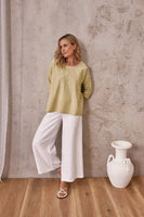 Linen Palazzo Pants - White