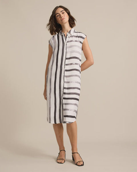Brush Striped Button Through Shift