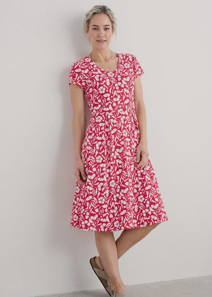 Pier View Dress - Collaged Floral Scarlet Chalk