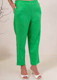 Linen 7/8 Flat Front Pants - Emerald