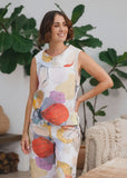 Cowl Neck Btn Back Top - Petal Drift