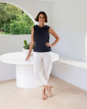 Cowl Neck Button Back Top - Navy