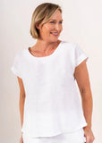 Cap Sleeve Buton Back Top - White