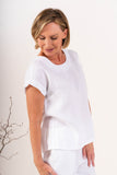 Cap Sleeve Buton Back Top - White
