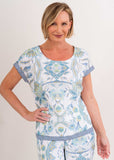 Cap Sleeve Button Back Top - Botanica