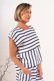 Cap Sleeve Top - Navy / White Stripe