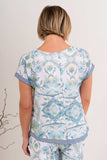Cap Sleeve Button Back Top - Botanica