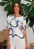 Linen Envelope Sleeve Top - Riverstone