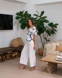 Linen Envelope Sleeve Top - Riverstone