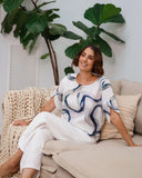 Linen Envelope Sleeve Top - Riverstone