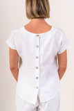 Cap Sleeve Buton Back Top - White