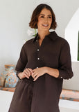 Ramie Long Sleeve Shirt - Espresso