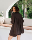 Ramie Long Sleeve Shirt - Espresso