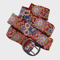 Teaberry Embroidered Wool Belt