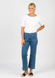 Wide Leg Ankle Grazer Jeans - Blue Hue