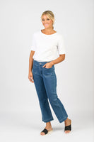 Wide Leg Ankle Grazer Jeans - Blue Hue