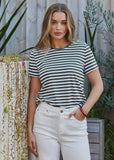 Core Stripe Tee - Olive/White