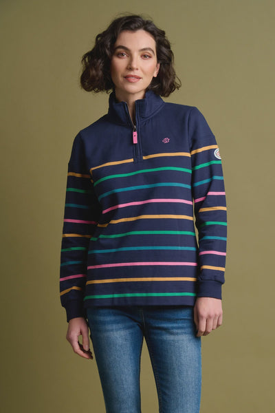 Navy Stripe 1/4 Zip Sweater
