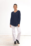 Queen Vee Essential Curved Hem Tunic - Navy